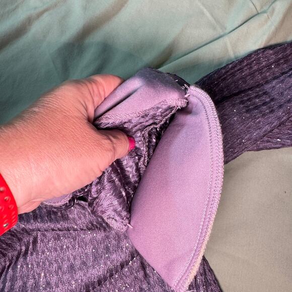 Alex Evenings Women's Plus Sz 2X Purple with Silver Open front Jacket Blazer LS - Picture 6 of 10